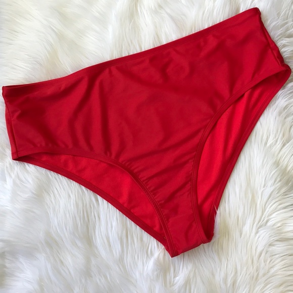 New High Waist Red Bikini Bottoms - Picture 1 of 8